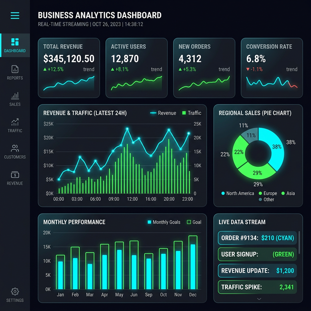 Business Analytics Dashboard with real-time data visualization